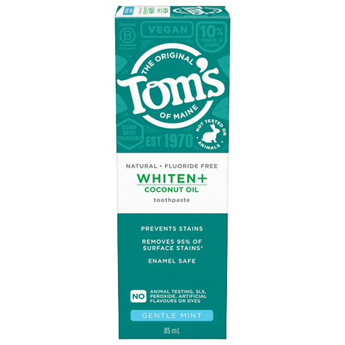Whitening + Coconut Oil Fluoride Free Natural Toothpaste, Gentle Mint