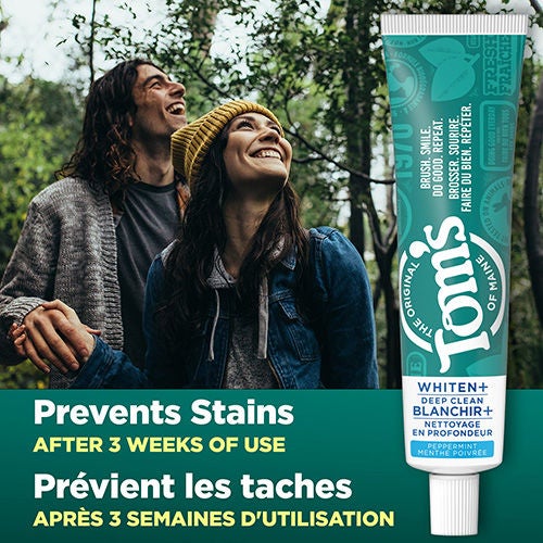 Whiten + Deep Clean Whitening Fluoride Natural Toothpaste, Peppermint