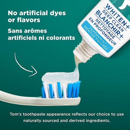 Whiten + Deep Clean Whitening Fluoride Natural Toothpaste, Peppermint