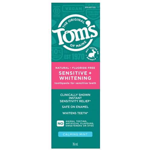 PureActiv Sensitive + Whitening Fluoride Free Natural Toothpaste, Calming Mint