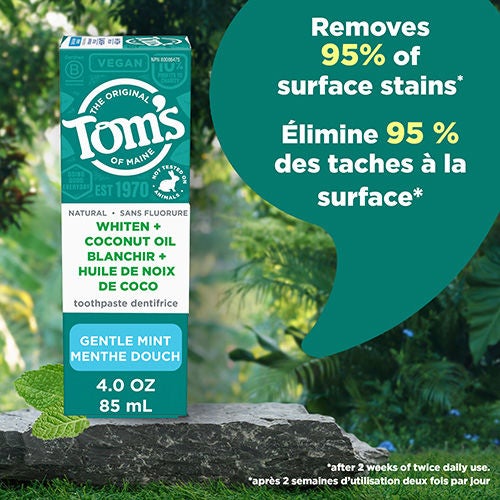 Whitening + Coconut Oil Fluoride Free Natural Toothpaste, Gentle Mint