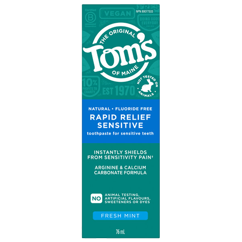 Rapid Relief Sensitive Fluoride Free Natural Toothpaste, Fresh Mint